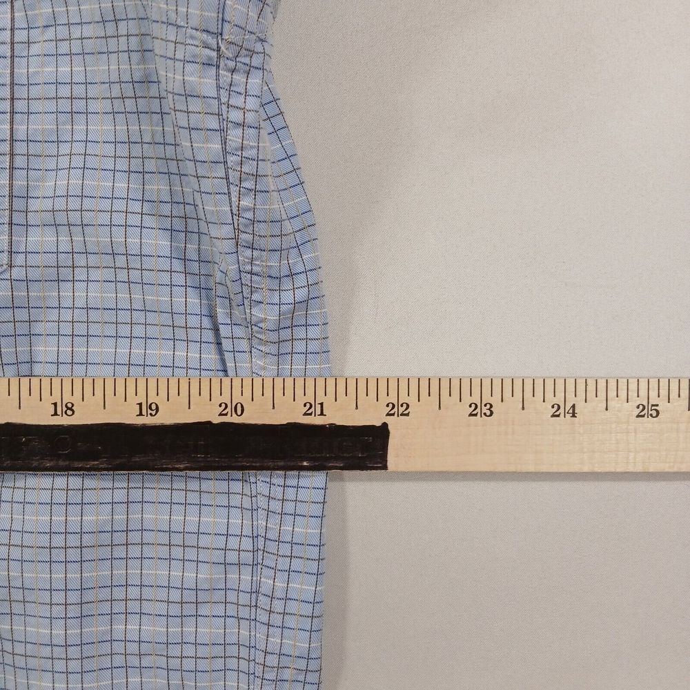 Ermenegildo Zegna Shirt Mens Large Blue Check Long Sleeve Button Up - Picture 9 of 11